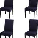 Dimatic 4 Pack Dining Chair Covers, Stretch Spandex Removable Washable Protector Chair Slipcovers for Dining Room Kitchen Hotel (Navy Blue)