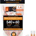 Tarbust Slim Cigarette Filter Tips that Remove Tar and Chemical, for Slim & Roll-ups, Bulk Economy (540 Filters+60 Adapters to Convert to Super Slim+2 Free Travel Cases)