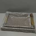 MACVAD 2 Piece Woven Leather Ottoman Tray with Gold Handles, Perfect Rectangular Serving Tray for Living Room, Coffee Table Tray as Thoughtful Gift for Home Decor Enthusiasts (Coffee Brown)