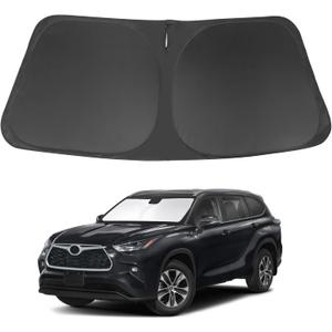 Windshield Sun Shade Front Sunshade Foldable Sun Visor Protector Custom Fit 2020-2024 2025 2026 Toyota Highlander Accessories Keep Your Car Cooler