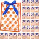 Resurhang 36 Pcs Basketball Clear Gift Bags with Handles and Ribbon, PP Basketball Goodie Bags, Clear Party Favor Bag for Team Party, Birthday, Sports Events, 10 x 7 x 3.15 in