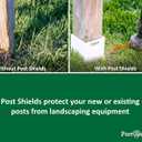 Post Shields Post Protector - This Protects Your Mailbox, Deck & Fence Posts from Damage by Lawn Maintenance Equipment - Fits Wood & Metal Posts - No Tools, Screws or Nails Needed (Bronze)