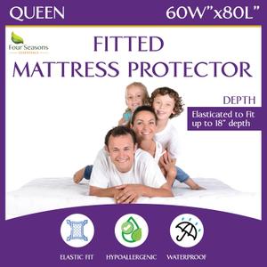 Queen Size Waterproof Mattress Protector - Fitted Sheet Mattress Cover with Deep Pockets - Hypoallergenic, Breathable, Water Proof, Noiseless, Vinyl Free