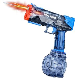 Electric Water Gun with LED Flash & USB-C Charging, Designed for Epic Aquatic Fun, Automatic Squirt Guns 25-30 FT Range, Realistic Water Pistol for Summer Outdoor Backyard Water Theme Party Toys (1P, Blue)