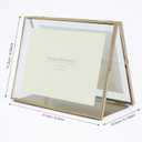 MIMOSA MOMENTS Collapsible Double-side Brass Metal Floating 5x7 Picture Frame, Tabelop Photo Frame Display 2 pcs 12 x18 cm Horizontal Photo