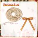 Jutom 52 Feet Christmas Wooden Beads Garland 36 Pcs Velvet Bows for Christmas Tree Holiday Decoration,Xmas Home Garlands Fireplace Holiday Party Decor(Khaki)