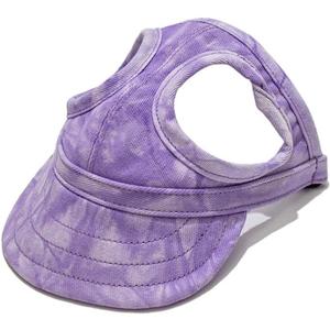Leconpet Dog Baseball Cap Pet Hats with Big Ear Holes, Adjustable Baseball Caps for Small Medium and Large Dogs, Comfortable Pet Sun Hat with Adjustable Strap for Dogs and Cats (Cloud Purple, Large)