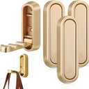 4PCS Gold Foldable Wall Hooks, Metal Foldable Hooks Wall Wount for Bathroom, Kitchen, Bedroom  Space-Saving, for Towels, Coats, Bags, Easy Installation (4, Gold)