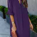 QACOHU Summer Dresses for Women V Neck Ruffle Short Sleeve Casual Shift Dress (Purple, L)