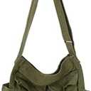KlaOYer Canvas Messenger Bag Large Hobo Bag Crossbody Shoulder Bag Tote Bag with Pocket for Women and Men
