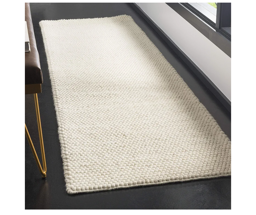SAFAVIEH Natura Collection Runner Rug - 3×5  Ivory, Handmade Wool Blend, Textured Design, Ideal for Hallway, Bedroom, Foyer (NAT620A)