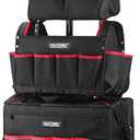 HAUTMEC 3-Piece Rolling Tool Bag Set, 18" Wheeled Tool Bag, 15" Open Top Tool Tote & 12" Wide Mouth Small Bag, Heavy-Duty 1680D Water-Resistant Tool Storage with Off-Road Wheel & Telescoping Handle