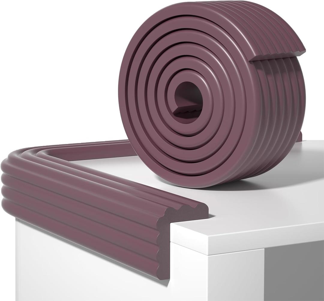 2 x Edge Protector,Baby Proofing Baby Edge Protector Strip Safety,Soft Rubber Foam Padding,Edge Corner Guards Protector Corner Edge Bumpers for Furniture (Brown Purple, 6.56Ft x 3.15" W x 0.31" Th)
