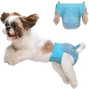Dono Female Dog Diapers Disposable Stretchy Waist Full Wraps for Dogs in Heat, 360 Leak-Proof and Super Absorbent, (XS (Waist 8.5"-15.5"))