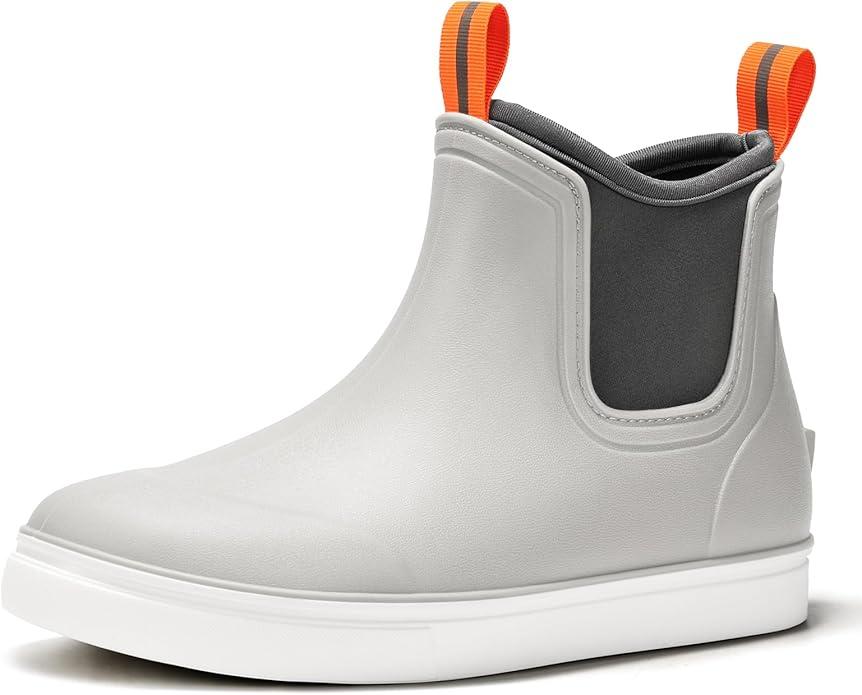 Women's Deck Boots Waterproof Ankle Rain Boots Outdoor Fishing Garden Boots for Women Anti-Slip Lightweight Comfortable Work Shoes, Size 6