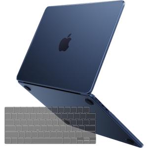 for MacBook Air 15 inch Case M4 2025 2024 2023 M3 M2 [100% Match Official Color] [Ultra Thin Armor] Hard Shell + Translucent Keyboard Cover Laptop - Midnight Clear