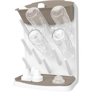 Ubbi Vertical Baby Bottle Drying Rack, Space Saving Countertop Drying Rack Baby Accessory, Taupe