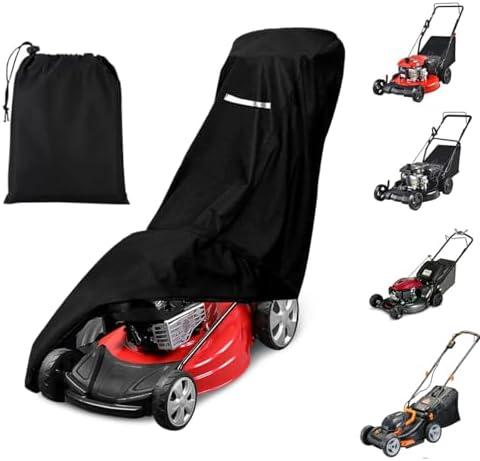 Outdoors Lawn Mower Cover - Heavy Duty 420D Polyester Oxford Waterproof UV Protection Universal Fit Push Lawn Mower Storage with Drawstring & Cover Storage Bag, Waterproof Lawnmower Covers for Outdoor