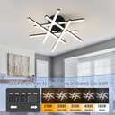 Modern LED Ceiling Light,Dimmable 5CCT/2700K/3000K/3500K/4000K/5000K,Ceiling Lights for Bedroom Living Dining Room Kitchen, Black Flush Mount Ceiling Light Fixture (Black - 5CCT, 6 Lights)