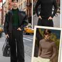 4 Pack Men's Mock Turtleneck T-Shirts Cotton Ribbed Knitted Long Sleeve Pullover Slim Fit Casual Basic Sweaters(Dark Green, Coffee, Gray, Black,Large) (Black, L)