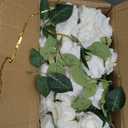 FOTEEWL 60 Pcs Artificial Rose Flower Realistic Faux Silk Roses Stem Fake Roses Bouquet for Flower Arrangement,Wedding Centerpieces,Party,Home Decorations (Beige)