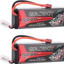 GOLDBAT LiPo Battery 5200mAh 2S 50C 7.4V RC Battery Hard Case with T Plug for RC Evader BX Car Losi Buggy Team Associated Truck Truggy (2 Packs)