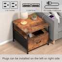 Unionly 180 lb Mini fridge Table with Drawer fridge Shelf, Smal fridge cabinet with storage,Heavy Duty Mini Fridge Standwith Charging Station, 4 Adjustable Feet for Home Kitchen Rustic Brown, 19.69"D x 19.69"W x 17.72"H