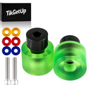 Green Crash Bar End Sliders & Colored washers Fits for Harley Touring Dyna Softail Sportster & Any Other Brand 1-1/4 Inch Engine Saddlebag Guards