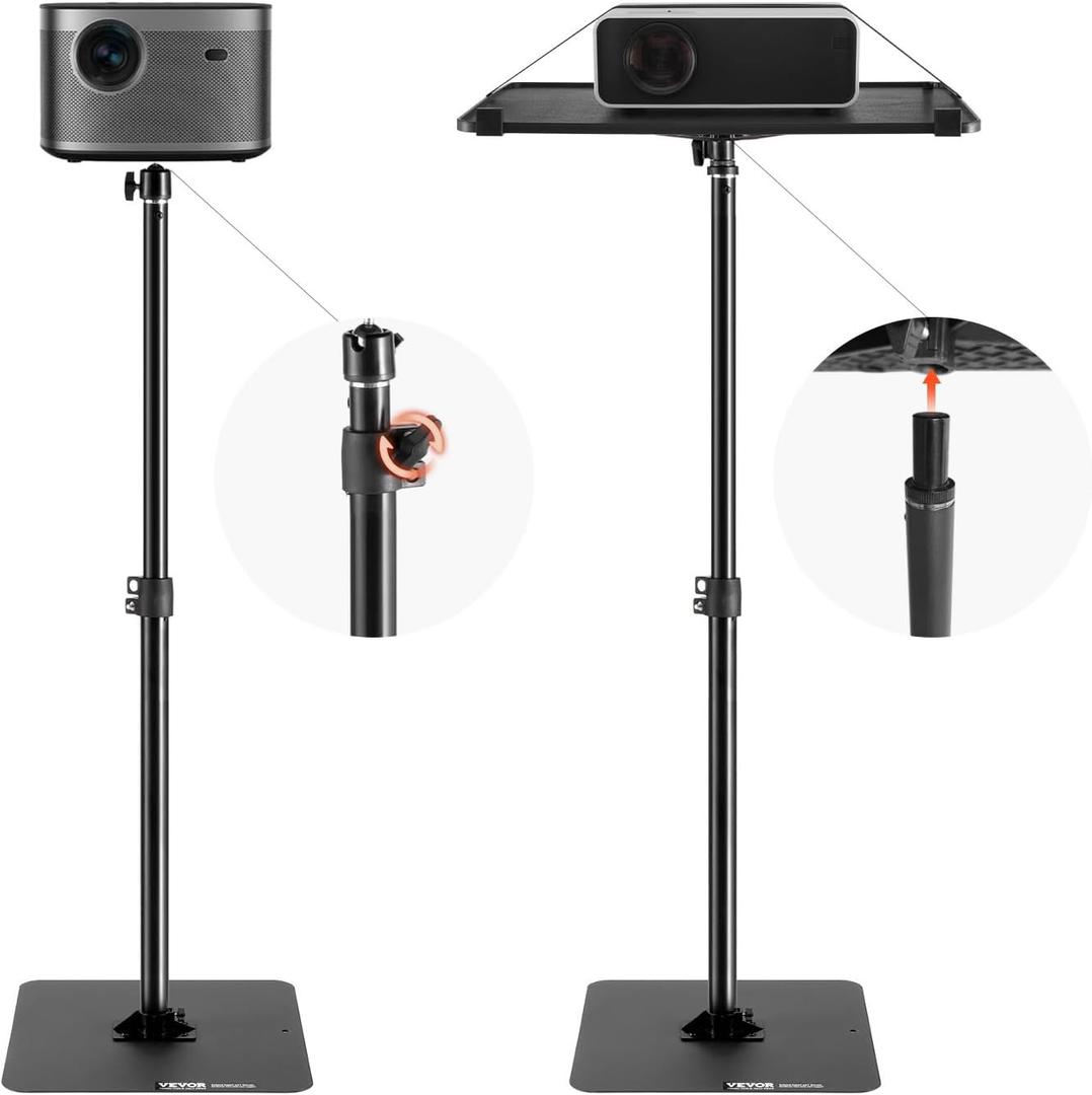 VEVOR Projector Stand, Projector Floor Stand Adjustable Height from 30.3 to 63.4 in, Projector Mount with Tray, Ideal for Outdoor Movies, Home, Office, Stage and Studio, Black