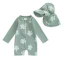 Toddler Infant Baby Boys Swimsuit Kids Rash Guard One Piece Newborn Zipper Bathing Suit Swimwear with Hat