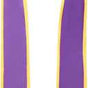 Newrara Deluxe Unisex Adult Plain Graduation Honor Stole Sash Classic End with Trim 72" Long (Purple + Gold Trim)