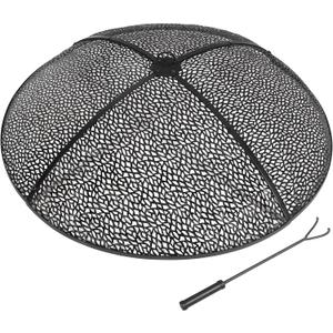 REDCAMP 36Inch Fire Pit Spark Screen, Collapsible Fire Pit Screen Round with Handle, Heavy Duty Iron Fire Pit Cover Mesh Round Replacement Firepit Screens Easy Opening for Outdoor Patio Backyard