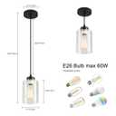 Modern Black Farmhouse Pendant Light with Glass Shade,Industrial Pendant Lighting, Adjustable Hanging Light Fixtures, Farmhouse Pendant Lighting, Pcak of 2