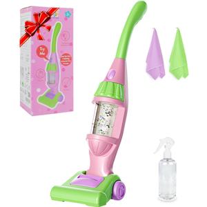 Toddler Vacuum Toy That Works with Lights & Sounds, Pretend Play Toy Vacuum for Toddlers 3-5 Years Old, Baby Vacuum for Boys, Girls, Kids Vacuum Cleaner Cleaning Toys with Spray Bottle, 2 Towels