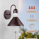 EDISHINE 2 Pack Gooseneck Barn Light, 8IN Outdoor Wall Light Fixture, Farmhouse Outside Wall Sconce, Brown Wall Mount Lantern for Porch, Entryway, Garage