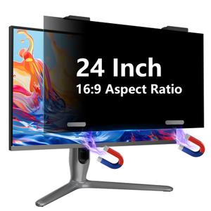 SCRMMQH Magnetic 24 Inch Privacy Screen for Monitor 16:9 Aspect Ratio Hanging Removable Privacy Screen for Computer Monitor, Anti Glare Blue Light Filter, Eye Protection