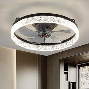 LUDOMIDE Ceiling Fans with Lights, Low Profile Ceiling Fan with Remote, 20” Modern Reversible Flush Mount Ceiling Fan, 3 Colors Temperature Dimmable for Bedroom