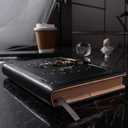 ZXHQ A5 Journal with lock, 120Gsm 224 Pages Lock Diary, Pen Set, Brown Edge, Refillable, Leather Hardcover, Fine Inner Pocket (5.9 x 8.5 inch) - Black