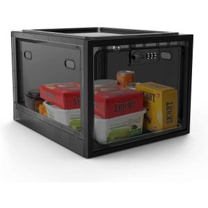 Lock Box for Medicines, Food, and Electronic Devices - Ideal for Keeping Medications Safe Locker, Lunch Snacks Locked Up Cabinet and Jail Cell Phones in One Lockable Container (Translucent Black)