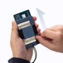 2 x Minimalist Slim Metal Mens Wallet - RFID Blocking Credit Card Holder with Cash Strap and Lanyard - Aluminum Small Thin Front Pocket Wallet (Metalblue)