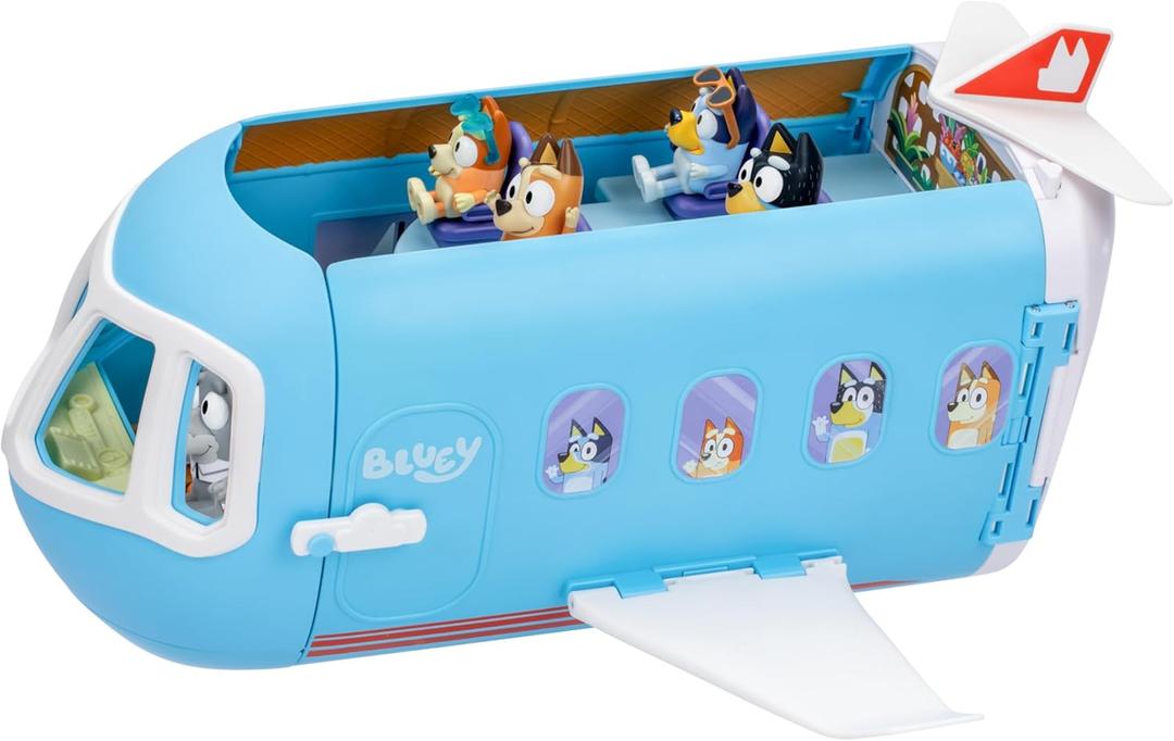Bluey 3-in-1 Transforming Plane Playset with The Heelers, Plane Transforms to A Resort & Boat, 25+ Sounds & Phrases, 5 Figures - Exclusive Captain Figure