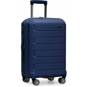 Traveler's Choice Pagosa Indestructible Hardshell Expandable Spinner Luggage, Navy, 22" Carry-on