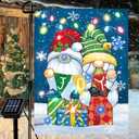 Lighted Christmas Garden Flag for Outside, Gnomes Garden Flag, Winter Yard Flag 12x18 Double Sided for Outdoor Yard Porch Lawn Decoration