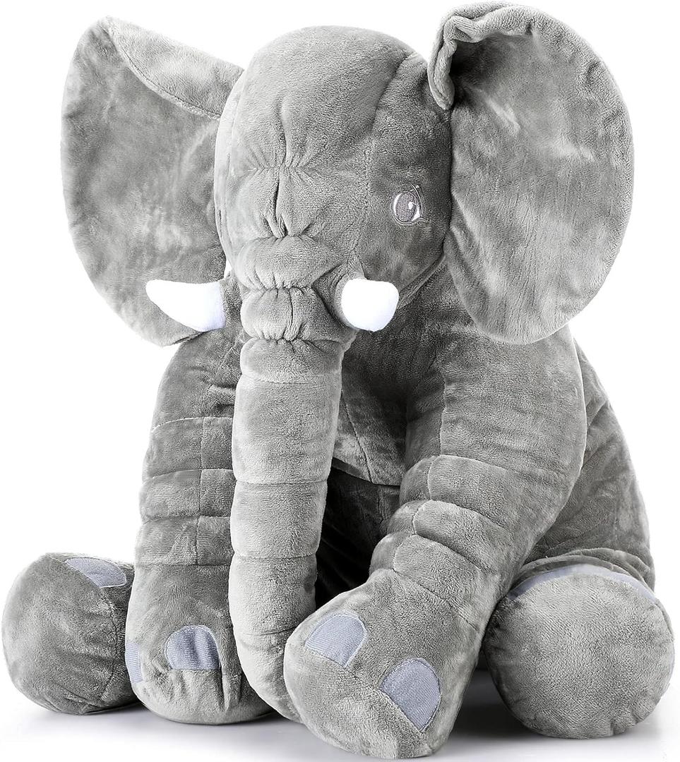 Yulejo Giant Stuffed Elephant Plush Animal Pillow Large 31.5 Inch Soft Stuffed Animal Favor Huge Gray Elephant Plush Doll for Adult Girlfriend Home Decor