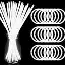 300 PCS White Glow Stick Bracelets Necklaces Bulk 8" Glowsticks with Connectors Glow in The Dark Party Supplies Light Up Neon Party Favor for July 4th Halloween Christms Birthday Wedding