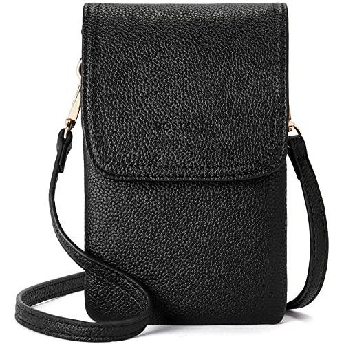 BOSTANTEN Vegan Leather Small Crossbody Bags for Women Designer Cell Phone Bag Wallet Purses Adjustable Strap Classic Black