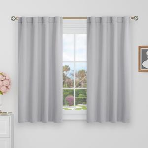 BGment 40 Inch Length Blackout Curtains for Cafe - 34 x 40 inch Short Curtains Rod Pocket and Back Tab Thermal Insulated Room Darkening Curtains for Kitchen Bathroom, 2 Window Panels, Light Grey