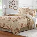 Greenland Home Antique Rose 100% Cotton Heirloom-Quality Quilt Set, 5-Piece Full/Queen, Ecru