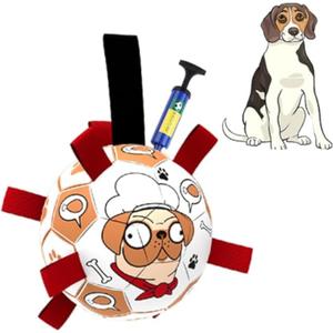 CHUKCHI Dog Toys Soccer Ball,Interactive Dog Toys for Tug of War,Dog Water Toy,Puppy Birthday Gifts,Durable Dog Balls for Small Medium & Large Dog7.5 inch (Red)