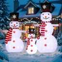 3pc Snowman Outdoor Christmas Decorations,Christmas Snowman Family Set,Perfect for Xmas and Xmas Eve,Light Up Xmas Holiday Indoor/Outdoor Lawn Yard Garden Party Decoration